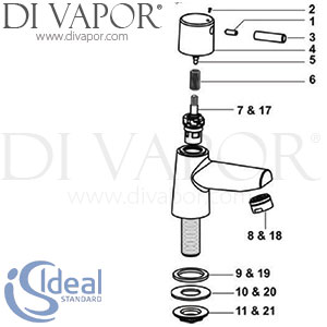 Ideal Standard Cone Bath Pillar Taps Spare Parts - IDL DV 209